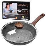 Rainberg 28CM Frying Pan, Frying Pan with Lid, Granite Frying Pan Nonstick, Nonstick Frying Pans with Lid, Stone Frying Pan with Lid, Induction Compatible(28CM)