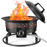 GasBRUH Outdoor Propane Fire Pit, Portable with Cover&Carry Handle,Fireplace,Portable Gas Fire Pit for Outside Patio, Backyard, Camping,RV,19-Inch Diameter,60,000 BTU