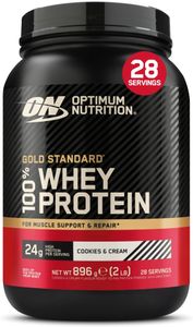 Optimum Nutrition Gold Standard Whey Protein, Cookies & Cream, 896g – 28 Servings