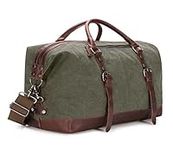 BAOSHA HB-14 Canvas Travel Holdall Weekender Bag Carry On Travel Duffel Overnight Bag (Green) XL