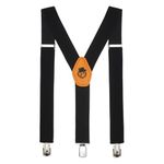 Peluche Plaid Black Black Coloured 3.5cm Strap Width Elastic Suspenders for Men