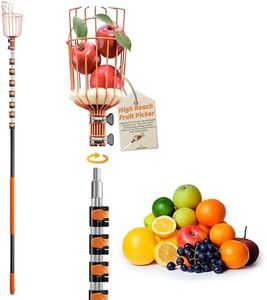 Fruit Picker Pole with Basket Telescoping 5-30 ft Apple Picker Extension Pole // Telescopic Fruit Tree Picker Tool for Picking Orange Mango Avocado Lemon Pear // The Ultimate High-Reach Fruit Grabber