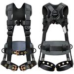 DIJJIG Fall Protection Safety Harnesses Full Body Roofing Construction Harness 5 Point Adjustment Harness Padded Black OSHA/ANSI COMPLIANT