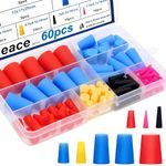 smseace 60pcs Silicone Rubber Tapered Plug Reusable Rubber Plugs 8 Size from 1/16" to 5/8" Silicone Hole Plugs Great for plugging Brake, Fuel, Transmission, coolant and Vacuum Lines and Ports SM-15-2