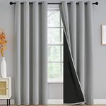 Grey Full Shade Curtain Panels, Thermal Insulated & Energy Efficiency Window Draperies for Guest Room, Full Blackout Curtains & Drapes for Shift Worker and Light Sleepers, W52 x L84 Inch, Light Grey