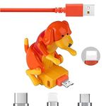 Funny Fast Charger Cable, Portable Charging Cable,Dog Toy Smartphone USB Cable Charger,for iPhone Android Type-C Various Mobiles Phones (Yellow,for iOS)