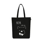 Eco Right Canvas Black Utility Tote Bags For Women With Zip, College Bag For Girls, 100% Organic Cotton Tote Bag For Shopping, Travel & Beach Bags For Women