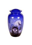 Generic Wolf Urn Design Cremation Urns For Human Ashes Beautiful Wolf Large Cremation Sharing Urn To Remember Your Loved One Lost Adult Memorial Urns Funeral Vase By Loving Memories, Blue, Sk011