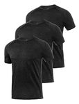 Ullnoy 3 Pack Men's Dry Fit T Shirt Moisture Wicking Athletic Tees Exercise Fitness Activewear Short Sleeves Gym Workout Top Black/Black/Black XXL