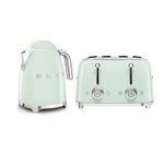 Smeg 50’s Style Retro Range Breakfast Set, 1.7L 3000W Kettle and Multi-Functional Control 4-Slice 2000W Toaster, Pastel Green, KLF03PGUK/ TSF03PGUK
