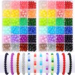 UPINS 960pcs 8mm Glass Beads for Jewelry Making Acrylic Beads for Bracelets 24 Color Acrylic Beads for Jewelry Making 2 Box Jelly Beads Bracelets for DIY Handicrafts