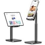 NULAXY Phone Stand, Height Angle Adjustable Mobile Stand Desk Holder, Cradle, Dock, Cell Phone Stand Compatible with iPhone 15 14 13 12 11 Pro Max Xs Xr X 8 7 6 6s Plus, All Smartphones - Black