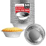 Stock Your Home 5 Inch Aluminum Foil Pie Pans (50 Count) - Disposable & Recyclable Mini Pie Pans - Foil Pie Tin for Bakeries, Cafes, Restaurants - Durable Mini Foil Pans for Pies, Fruit Tarts, Quiche