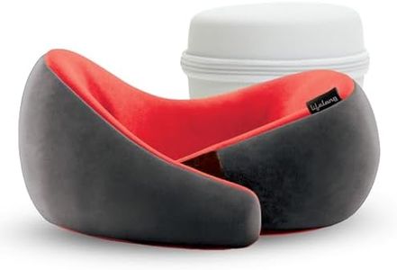 Lifelong Travel Neck Pillow | Premium Memory Foam Neck Support | Adjustable Headrest for Sleeping, Airplane Use | Portable Cushion with Case | Red