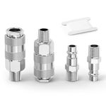 ERGAOBOY 2 Set Air Line Connectors Euro Airline Hose Compressor Fittings, 1/4" BSP Male Industrial Air Coupler and Plug Kit Couplings Connector, High Flow Pneumatic Accessories