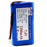 MAENT® 7.4V 18650 Lithium ion Rechargeable Battery 2S1P with JST PH2.54 DC Plug Balance 8.4V for Electronics Toys Lighting Equipment DIY Robotics GPS MP4 Tablet Project Work (2 Pin JST 2.54mm, 2200 mah)