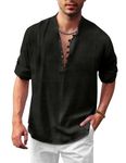 FINIVO FASHION Men's Solid Cotton Blend Regular Fit Full Sleeve Straight Kurta Shirt, Black, XL, Pack of 1