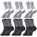 6 Pairs Grip Socks Soccer Grip Socks Soccer Sports Sock Non-Slip Grippy for Men Women Size CA 7-8.5 Athletic Sock with Rubber Dots Football Basketball Hospital M