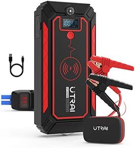 UTRAI Jstar 4 Jump Starter with Wireless Charger 2500A Peak 16000mAh (up to 8L Gas, 7.5L Diesel Engine) 12V Car Battery Booster Portable Power Pack with LCD Display Jumper Cables, QC 3.0 and LED Light