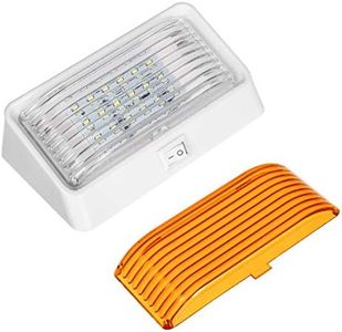 Partsam Rectangle LED RV Porch Light with On/Off Switch, RV Exterior Utility Light Lighting Fixture Cover Replacement for RVs Motorhome Campers, 12V, 5th Wheels, Clear and Amber Lenses Removable