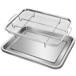 Air Fryer Basket for Oven 15 x 11 Inch Stainless Steel, Air Fryer Accessories Oven Rack and Crisper Tray, Bacon Cooker Broiler pan for oven, Bakeware Sets Oven Rack-2 Piece Large