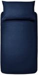 Amazon Basics Microfibre 2 Piece Duvet Set, 135 cm x 200 cm / 50 cm x 80 cm, Navy Blue, Single, Solid