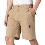 TBMPOY Men's Stretchy Hiking Shorts Cargo Quick Dry Lightweight Zipper Pockets for Camping Climbing Travel Khaki 32