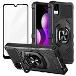 Ailiber for Alcatel TCL 30Z (T602DL) Case, TCL 30 LE Case with Screen Protector, Ring Kickstand for Magnetic Car Mount Military Grade, Heavy Duty Shockproof Protective Phone Cover for TCL 30 Z-Black