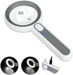 6X 12X Magnifying Glass with Light,