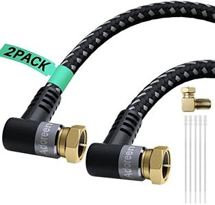 Adoreen Coaxial Cable 3 ft-2 Pack-Right Angle to Angle Quad Shielded 90 Degree RG6 Coax Cable Cord, Male F Gold-Plated Nylon-Braided,in-Wall,Digital TV Aerial AV with Male to Female Adapter+15 Ties