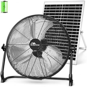 CREPOW 16" Solar Powered Floor Fan, Rechargeable Battery Operated Floor Fans with USB&Type C Output, 4-25H Runtime,Quiet Cordless Outdoor Fan for Outside Camping Greenhouse Shed Home Patio