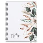 Aesthetic Spiral Notebook Journal For Women - Cute Dried Floral 10.5" x 8.5" College Ruled Notebook With Large Pockets And Lined Pages - Perfect to Stay Organized and Boost Productivity at Work or