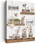 RUDIXICO Farmhouse Bathroom Decor Wall Art Rustic Flower and Butterfly Bathroom Pictures Canvas Print Country Bathroom Wall Decor Soak Relax Unwind Bathroom Wall Art Framed Ready To Hang 12"x16"