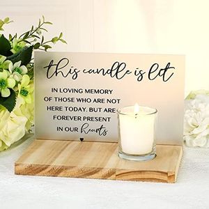 3 Pcs Sympathy Gifts Memorial Candle Acrylic and Wooden in Loving Memory Wedding Signs for Loss of Loved One Memorial Sign Bereavement Gifts (Wing)