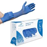 Farla MediHands Blue Large Vinyl Gloves - Box of 100 Disposable Vinyl Gloves - Medical Gloves - Powder Free, Latex Free, & Protein Free Gloves - Multi-Purpose, Single Use