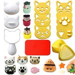 Cute Cat Rice Ball Molds 6 Sets Sushi Molds Bento Accessories Kits with 3PCS Vegetable Fruit Cutter Shapes and 1PC Gimbap Mold Triangle for Nori Rice Making DIY Bento Box Picnic Tools