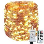 [220 LED] Fairy Lights Mains Powered, 25M 8 Modes Low Voltage Fairy Lights Waterproof with Remote Timer Copper String Lights for Bedroom, Yard, Party, Wedding, Christmas Decorations(Warm White)