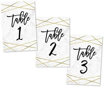 1-25 Marble Geometric Table Number Double Sided Signs For Wedding Reception, Restaurant, Birthday Party Event, Calligraphy Printed Numbered Card Centerpiece Decoration Setting Reusable Stand 4x6 Size