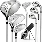 Youth Golf Clubs Set for Ages 12-14, Right Handed Junior Golf Clubs 11 Piece Set with 400cc Driver, 3 Wood, Hybrid,7 Iron, 9 Iron, Wedge, Putter, Stand Bag & 3 Headcovers，Black