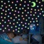 Glow in The Dark Stars for Ceiling, 200 Pcs Colorful Glow in The Dark Stars,3D Glowing Stars and Moon for Kids Room Decor,Luminous Stars Stickers Create a Realistic Starry Sky,Ceiling Decor