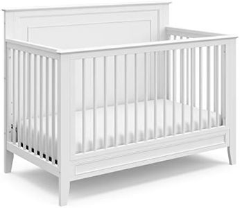 Storkcraft Solstice 5-In-1 Convertible Crib (White) – GREENGUARD Gold Certified, Converts to Toddler Bed and Full-Size Bed, Fits Standard Full-Size Crib Mattress, Adjustable Mattress Support Base