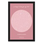 Ritwika's Personalized Plain Starmap Message Name Location Date Premium Digital Print & Synthetic Frame With Glass For Wall Art Decor | Size 13.5 x 19.5 IN, Set of 1 (White & Pink)