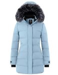 Wantdo Women's Long Winter Coat Thicken Puffer Jacket Parka Coat Blue Large