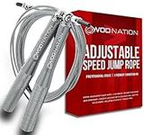 WOD Nation Aluminum Handle High Speed Adjustable Jump Rope for Women and Men - Perfect Skipping Rope for Boxing, Fitness, Workout - Gray