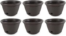 Suncast 6 Pack Decorative Wicker Garden Hose Holder Pot with 4 Drain Holes for 100 Foot Hoses, Java