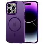 HGH Magnetic Case for iPhone 14 Pro Compatible With MagSafe, Ultra-thin All-round Protection, Shockproof And Translucent Matte Cover Camera Protect Phone case for iPhone 14 Pro 6.1" Dark purple