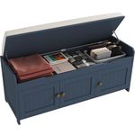HOMEFORT Shoe Bench with Lift Top Storage, Entryway Storage Bench with Cushioned Seat, Wooden End of Bed Bench, Shoe Cabinet Bench with Hidden Storage Space, for Bedroom, Hallway(Blue)