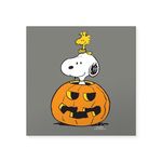 CafePress Snoopy And Woodstock Hallow Square Sticker 3 X 3 Square Bumper Sticker Car Decal