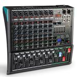 Mixers Audio 8 Channel Mixer, Dj Mixer Board Mixer Audio Bluetooth MP3 Mixer for Music With 99 Kinds of DPS Digital Effects, Usb Audio Mixer for Karaoke Speakers