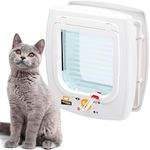 Ferplast Magnetic Cat Flap, Cat Collar with Magnetic Tag Included, 4-way Controllable Entry and Exit, Protection against Air Draughts, Universal Installation, SWING 7 Small Size, Cat Door, White
